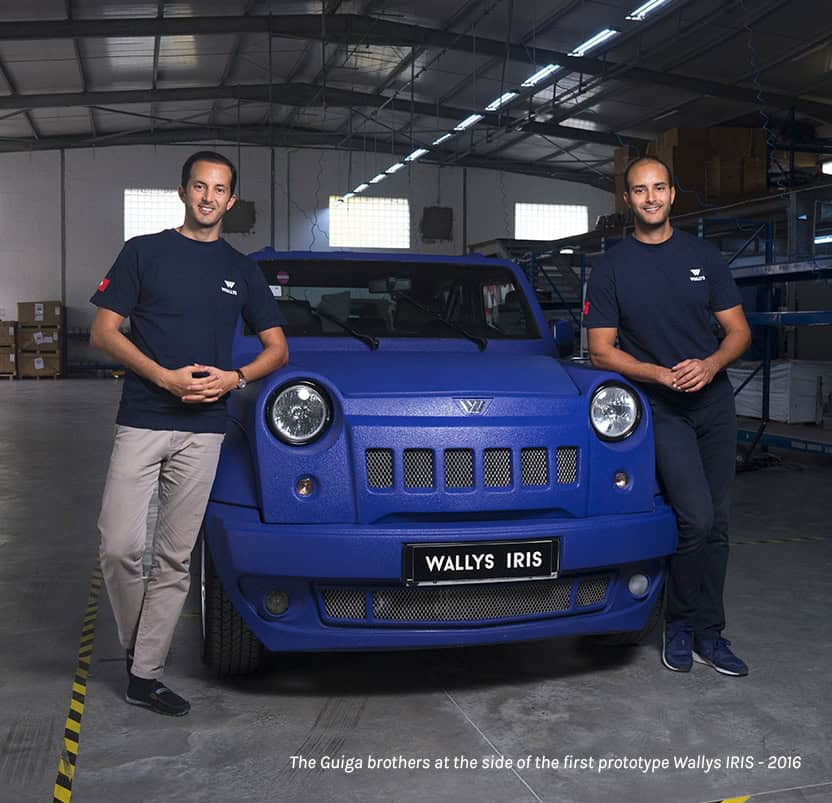 The Guiga brothers at the side of their first prototype of Wallys IRIS in 2016