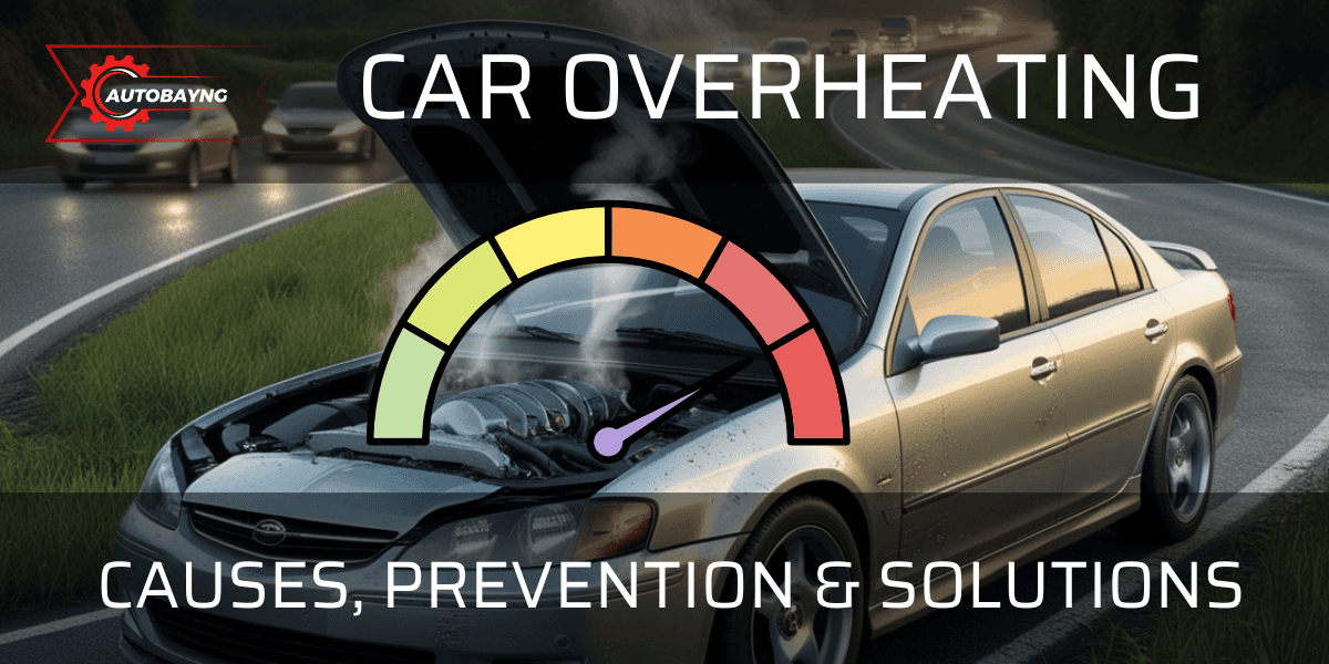 Car overheating on the side of the road. Temperature gauge showing extremely hot