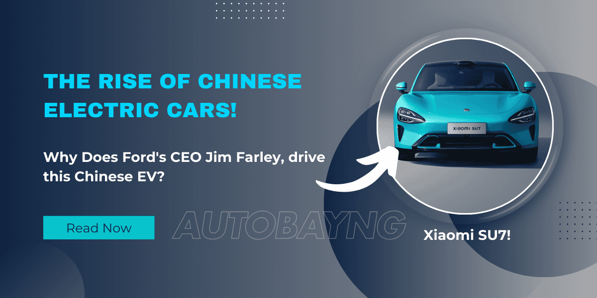 "Ford CEO Jim Farley drives the Xiaomi SU7, illustrating the growing influence of Chinese EVs.