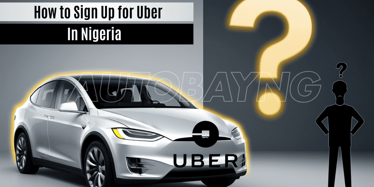 A well maintained sedan featuring from the left registering on the Uber app, showing the sign-up process for new Uber drivers in Nigeria